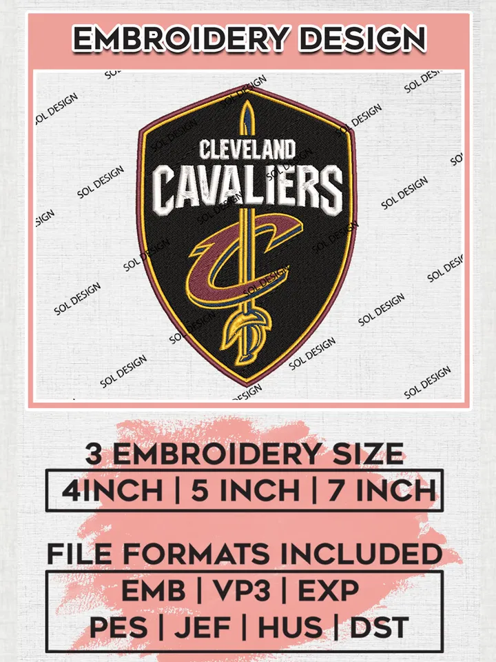 NBA Cleveland Cavaliers Logo Embroidery Design, NBA Cleveland Cavaliers Machine Embroidery Files, NBA Machine Embroidery Design, Machine Embroidery Design, Digital Download