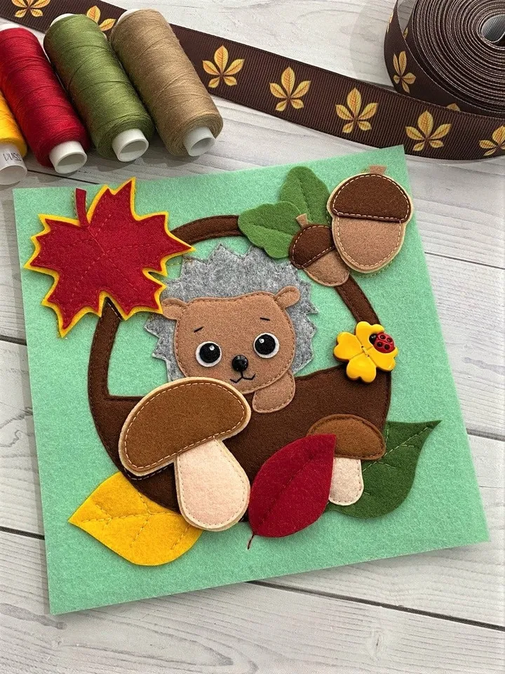 Autumn Quiet book pattern pdf, Felt activity book pattern pdf, DYI Quiet book sewing for kids 2, 3, 4 year old, Baby soft book tutorial