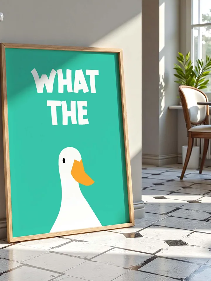 What the Duck Poster Funny Bathroom Wall Art Printable Duck Quote Digital Humor Sign Quirky Toilet Decor Instant Download Digital green