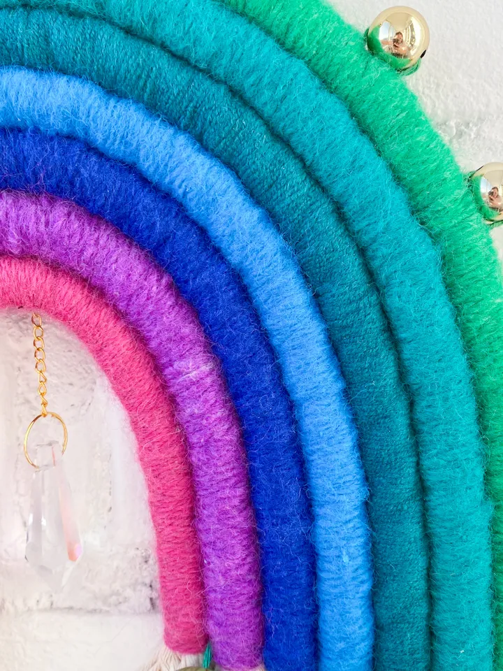 Unique birthday gift, Hamsa hand with evil eye wall decor, Macrame rainbow wall hanging, sun catcher crystal