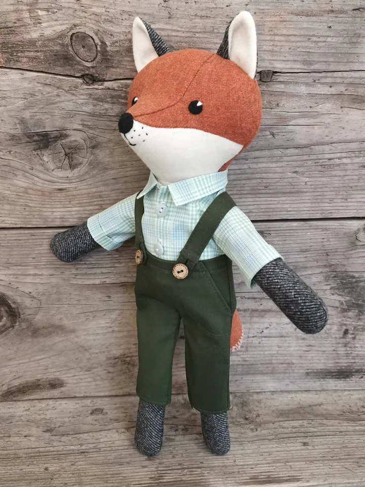 Red fox boy, handmade wool fox toy, stuffed animal doll