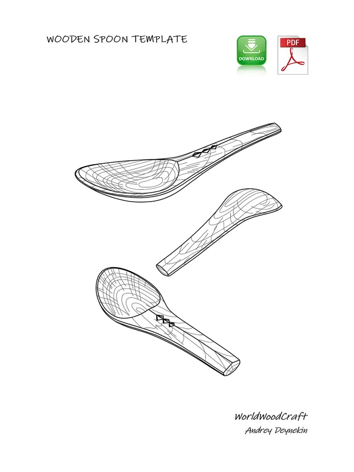 Printable Wooden Spoon Pattern, Beginners Quick Guide Wooden Spoon Template, Detailed Wooden Spoon Blueprint, Spoon Design