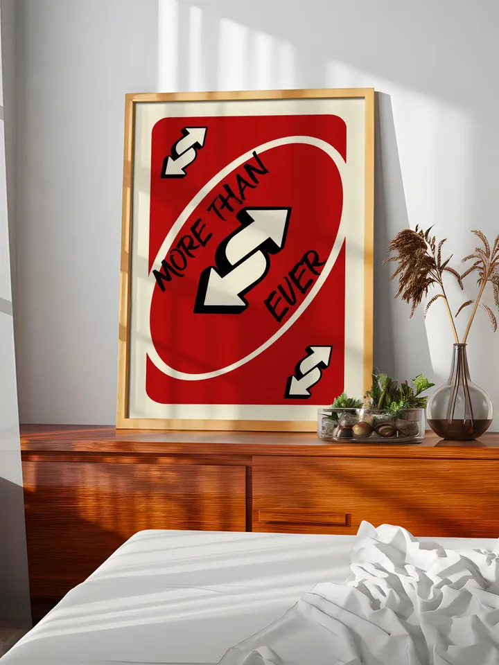 More Than Ever play Reverse Card Wall Art Funny Meme Poster Digital Download Red Black Typography Pop Culture Print Game Room Meme Decor