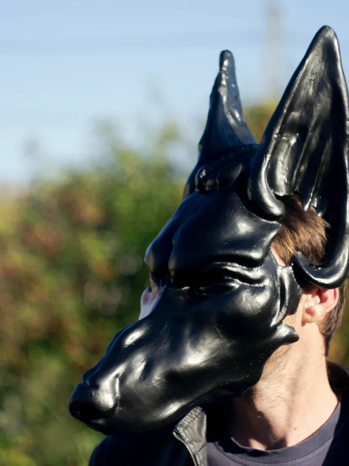 Egyptian Black Anubis head mask, black jackal mask, anubis cosplay mask, for egyptian costume, skull costume mask, cosplay face mask