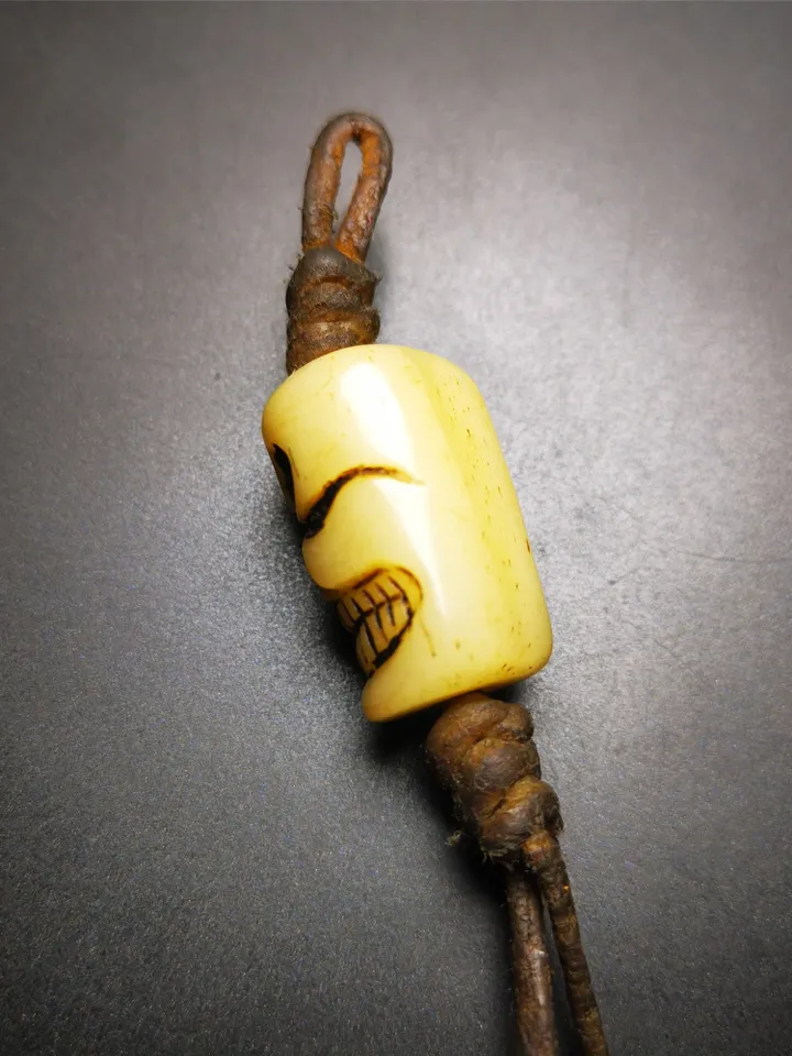 Gandhanra Tibetan Amulet,Yak Bone Carved Skull Sītavana Pendant, Hand-carved Skull Pendant Charm