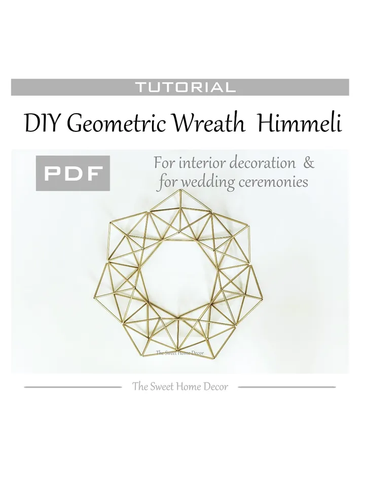 DIY geometric wreath Himmeli for wedding centerpieces. Icosahedron for wedding ceremonies, Christmas home decor pdf