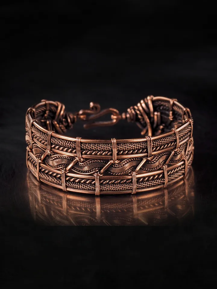 Copper wire wrapped bracelet for woman 7th Anniversary gift Small size bracelet