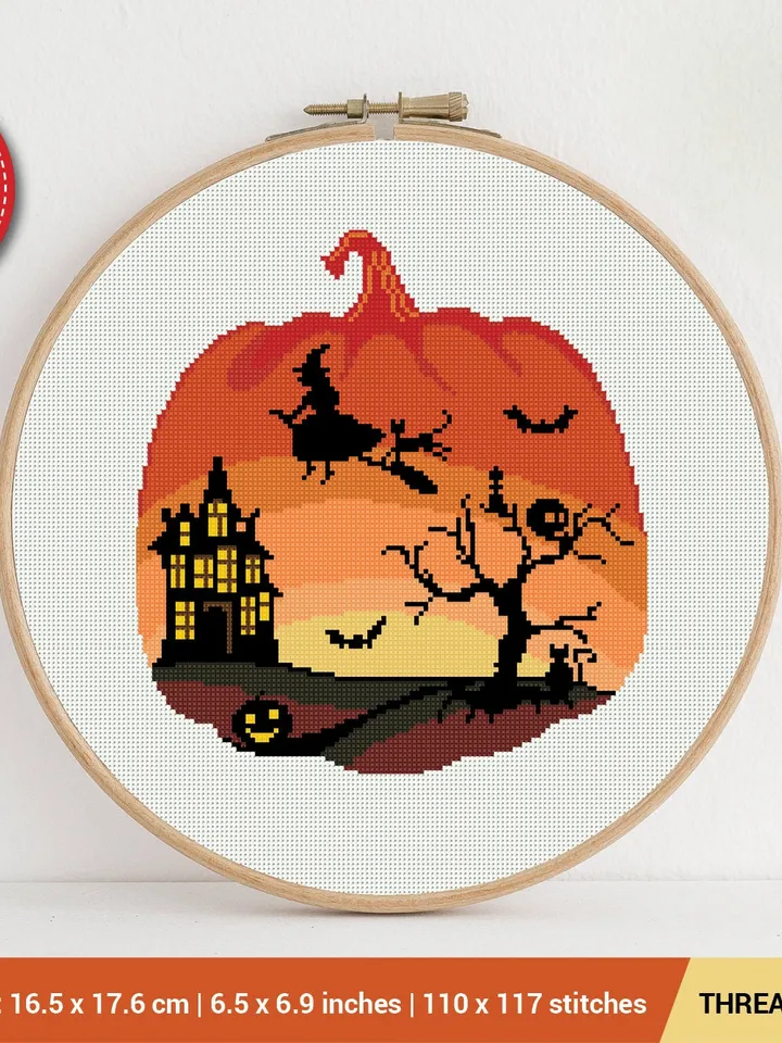 Halloween Pumpkin Cross stitch pattern | Embroidery Pattern | Instant Download | Embroidery Designs