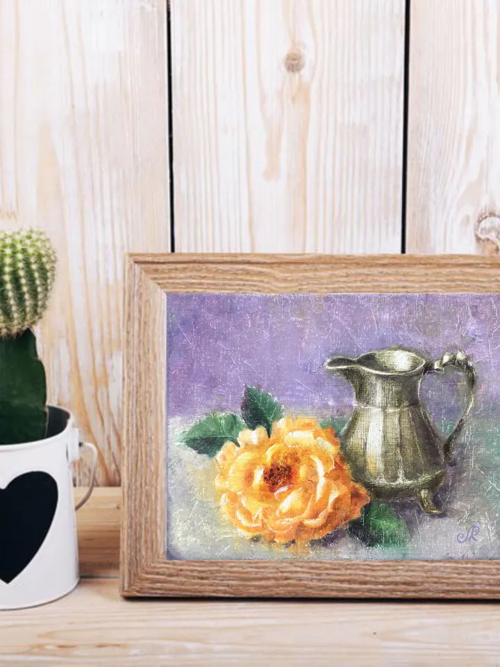 Roses Oil Painting Original Still Life Teacup Painting