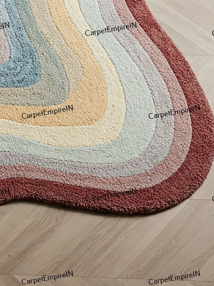 layered rug, Wavy Multicolor Area Rug, Modern Layered Carpet, Living room rug, bedroom rug, nursery decor, kids rug, 4x4,6x6,7x7,8x8,10x10..