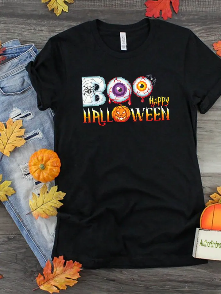Happy Halloween cross stitch pattern PDF download Boo cross stitch chart, Spooky Halloween pattern digital PDF, Halloween embroidery #H12
