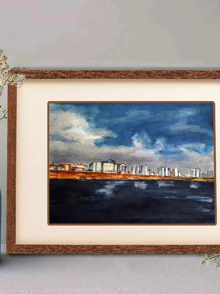 Embankment. Sea voyages watercolor series 21x15 cm (8.28 х 5,9 inches)