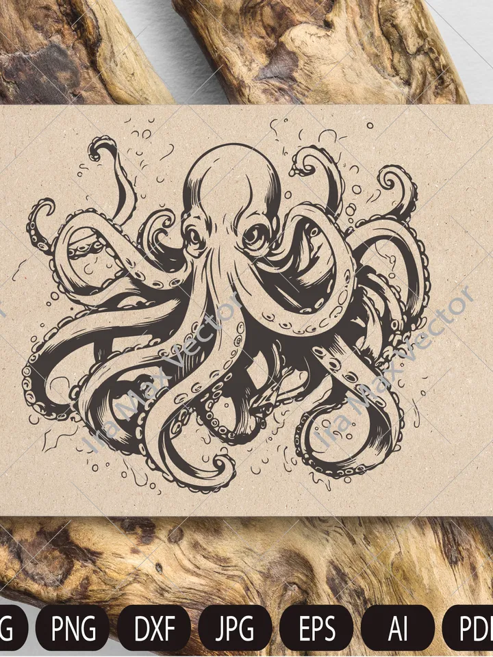 Octopus SVG, kragen svg, Octopus printable, Octopus detailed, Octopus clipart,devilfish svg,poulpe svg