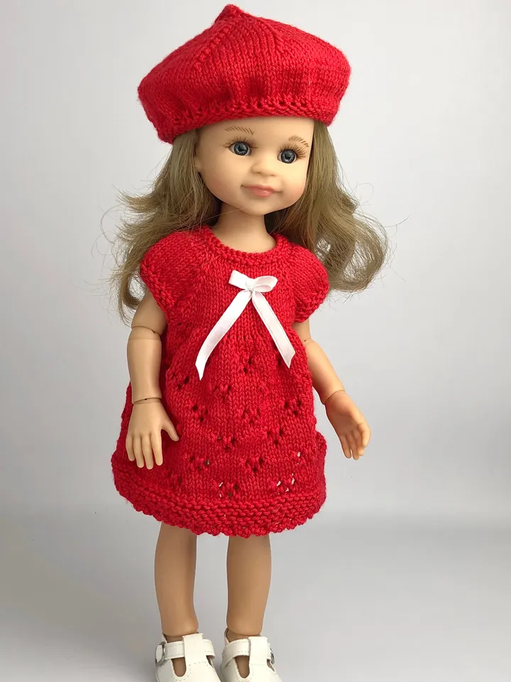 Paola Reina Doll 3 ITEMS Set: Exclusive OOAK Handmade Outfit - Dress, Beret, Shoes