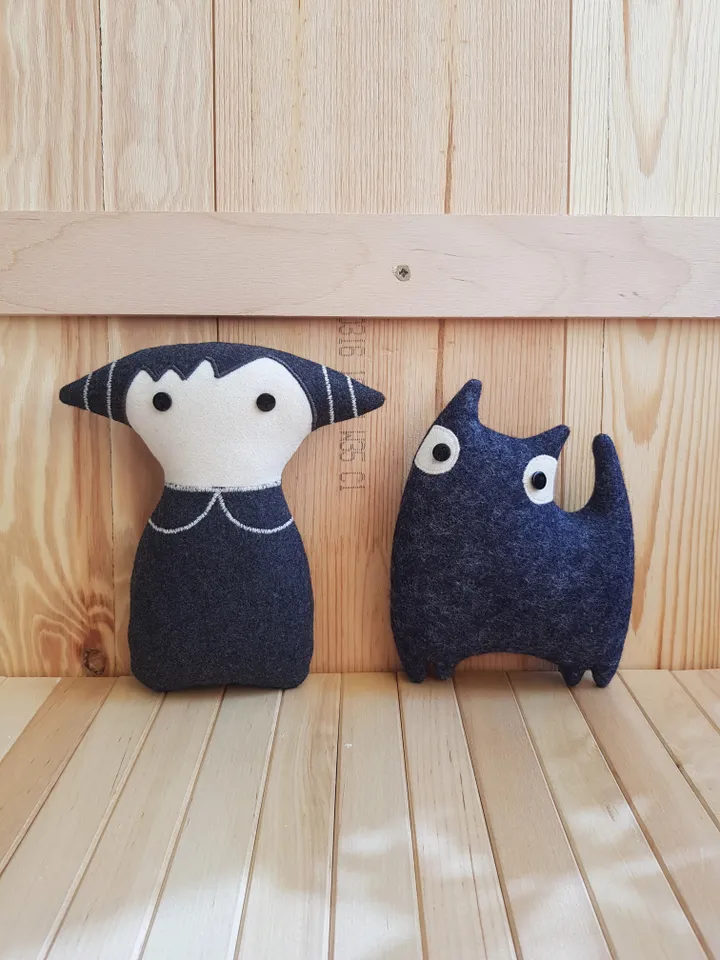 Black Cat Sewing pattern PDF, Halloween doll diy, Stuffed animal of felt
