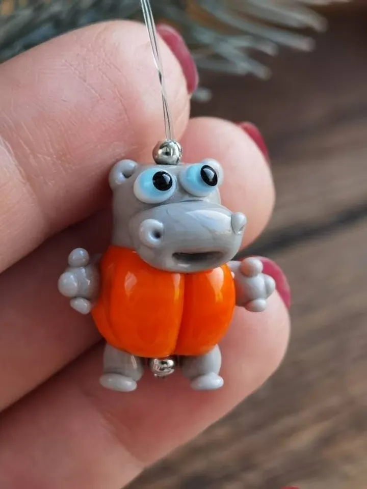 Hippo gifts Hippo ornament Hippo miniature Hippo figurine Hippo art Hippo Christmas Hippopotamus statues Begemoth figurine Glass hippo