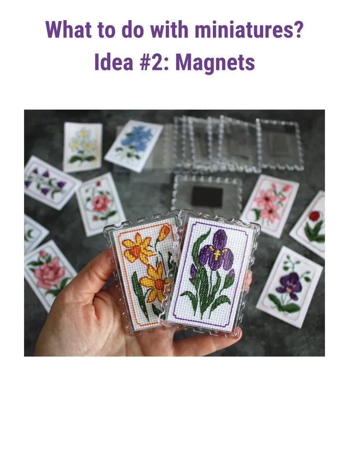 Set of 12 mini cross stitch patterns PDF, small cross stitch charts Flowers