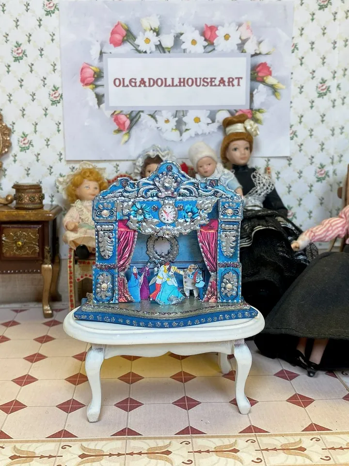 Puppet theater. Theater for a dollhouse. Handmade. Cinderella theater. Author's design.