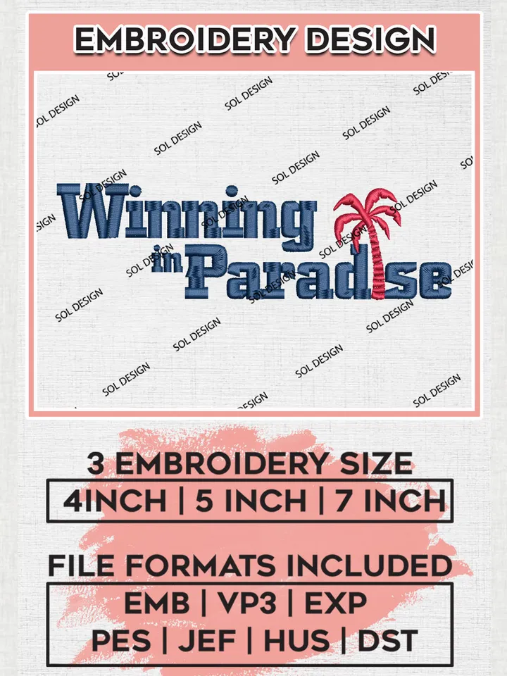 NCAA Winning In Paradise Team Logo Embroidery Design Files, NCAA Florida Atlantic Owls Machine Embroidery, NCAA Teams, 3 sizes, NCAA Machine embroidery designs, Digital Download