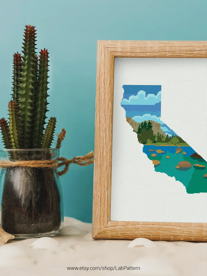 California State Silhouette Cross stitch pattern | Embroidery Pattern | Instant Download | Embroidery Designs