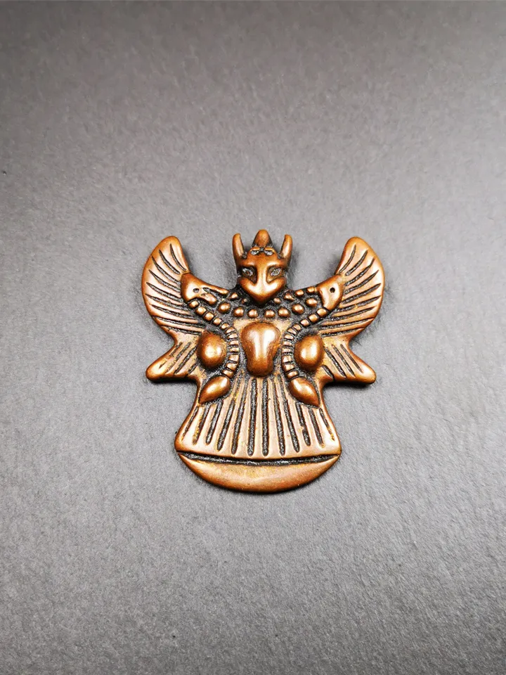 Gandhanra Antique Tibetan Buddhist Amulet,Garuda,Garula,Suparna,Golden-winged Bird Pendant,Made of Bronze - 2.24"