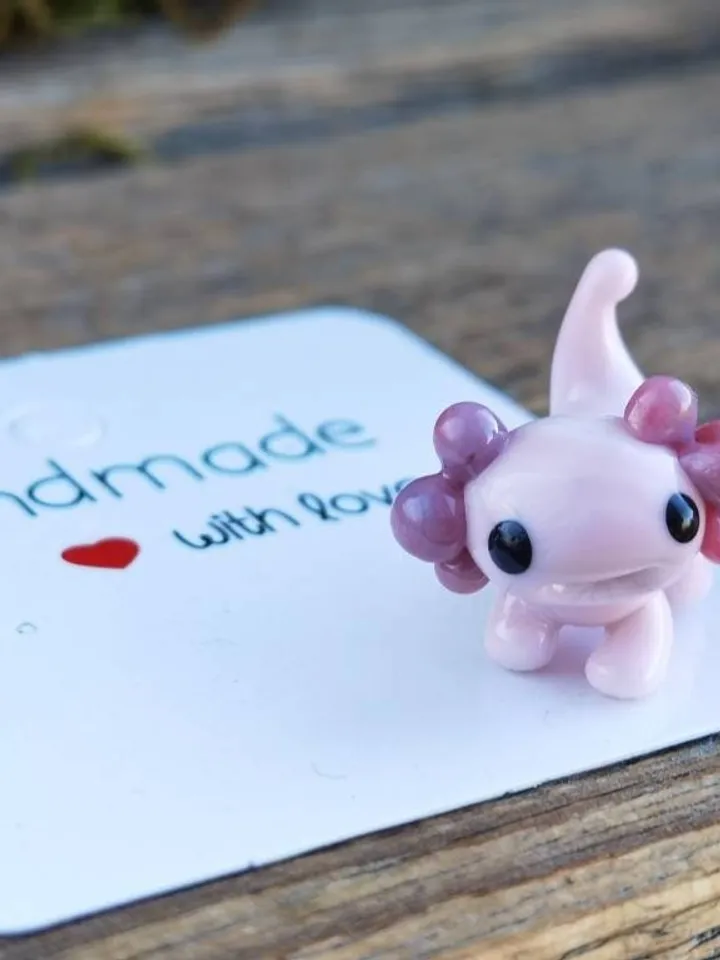 Glass axolotl figurine Tiny axolotl gifts miniature axolotl decor Blown glass art axolotl ornaments Axolotl Aquarium decor Tank Fish