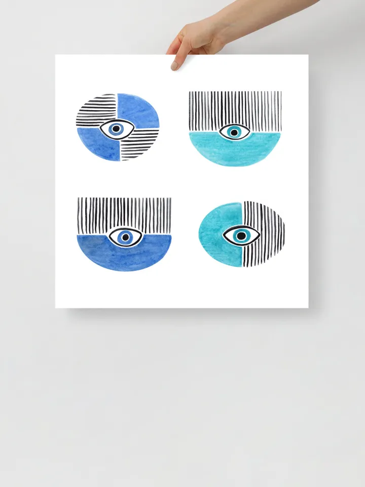 Evil Eye Poster, Watercolor Evil Eye, Evil Eye Poster Nazar Poster Evil Eye Decor Wall Decor Turkish Wall Art Greek Art Blue Art Boho