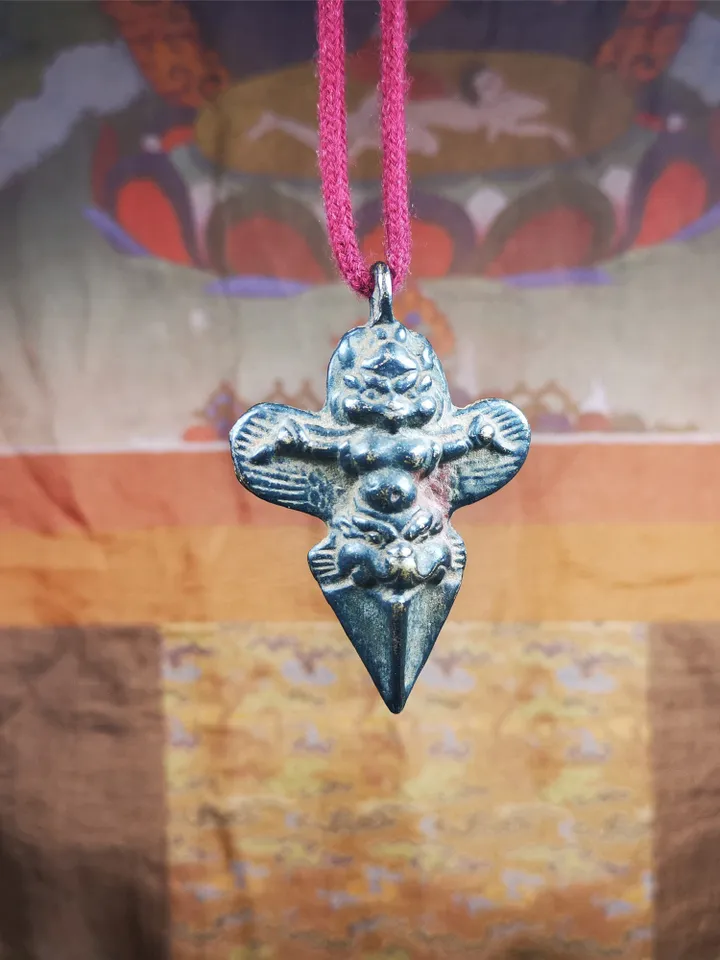 Gandhanra Antique Tibetan Buddhist Amulet Pendant - Garuda - The Golden-Winged Bird, Crafted from Thokcha,Size 2.56" * 1.73"