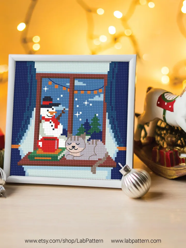 Christmas Bundle 3 mini Cross stitch patterns, contemporary New Year, Winter, beginner counted, modern, gift DIY, embroidery, instant PDF