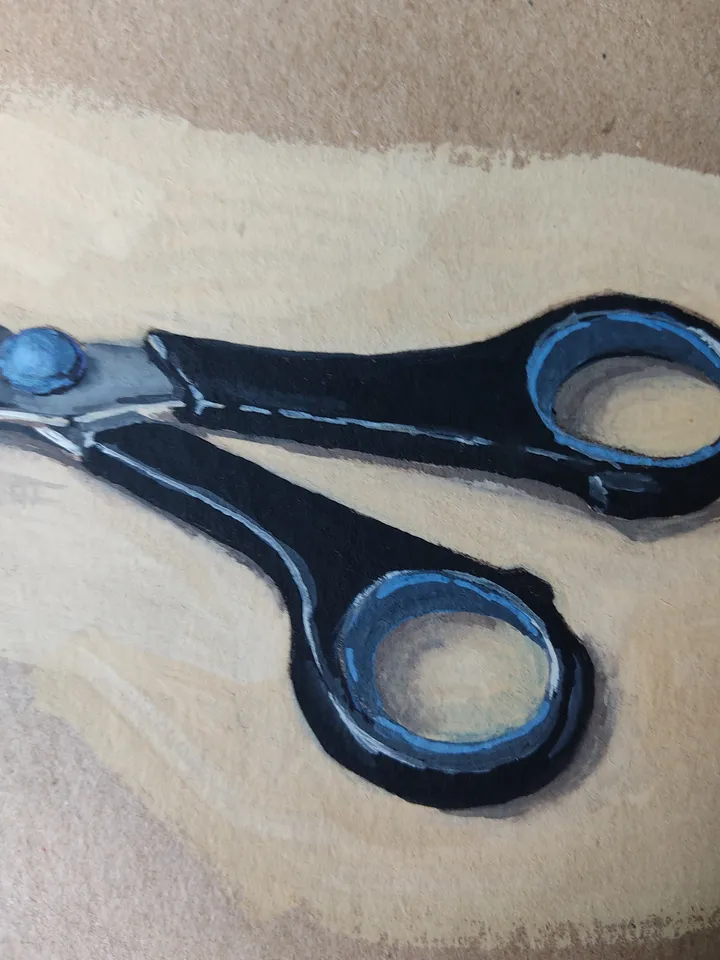 Scissors. Original gouache painting.