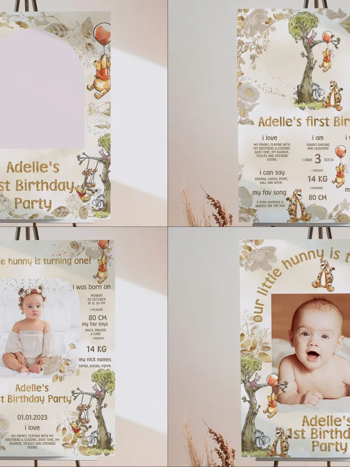 DIY Winnie Pooh Birthday Bundle; Editable 1st Birthday Party Template; Winnie the Pooh Birthday Party; Pooh Birthday Party Decoration poom88