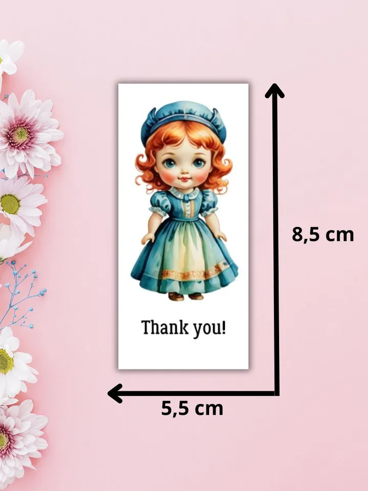 Postcards with watercolor illustrations of girls "Thank you"