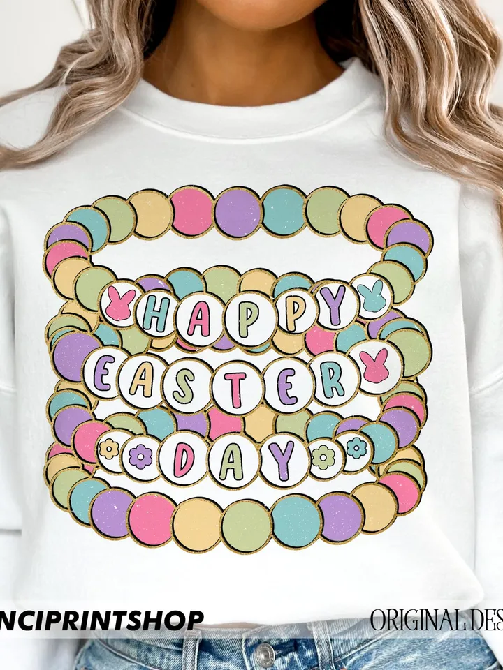 Easter Day Friendship Bracelet Png, Colorful Easter png, Easter png, Retro Easter png, Glitter Easter, Happy Easter png, Easter Bunny png