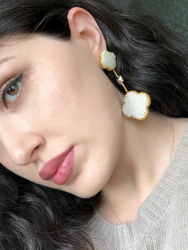 Clover Beaded Earrings Van Cleef Style