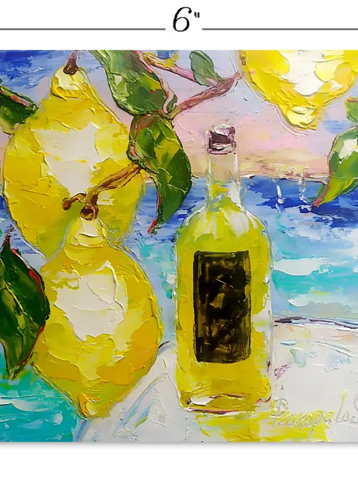 Italy Lemon Painting Flowers Painting Impasto Painting Seascape Painting Abstract Italy Painting Art Original Art ArtProkopaloSv