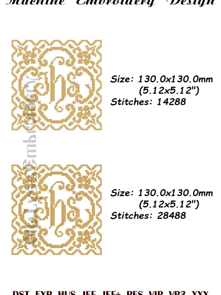 JHS Christogram embroidery design - Free