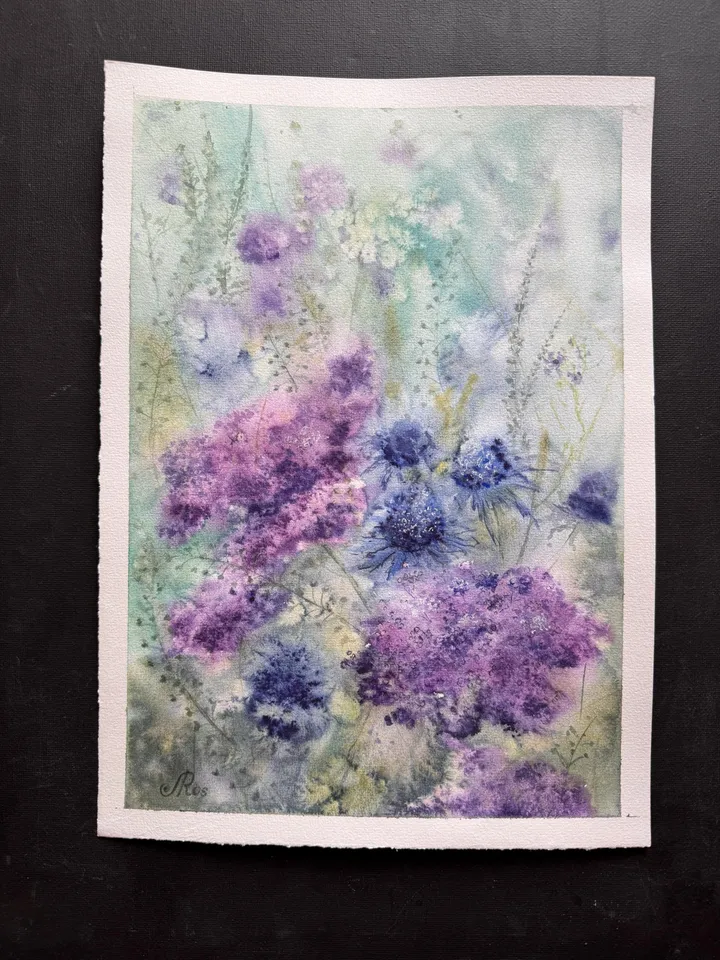 Wildflowers Original Painting Flowers Watercolor Wall Art Abstract Floral Artwork