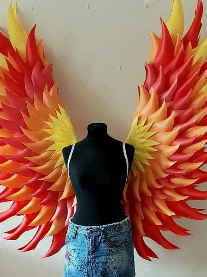 Phoenix costume wings, Red yellow orange wings, fiery wings, wings of fire, fire bird costume wings, angel wings costume