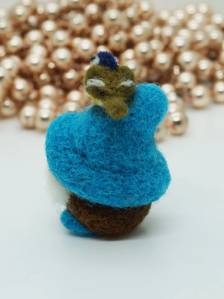 Miniature needle felted gnome, spring gnome, blue tit, made to order