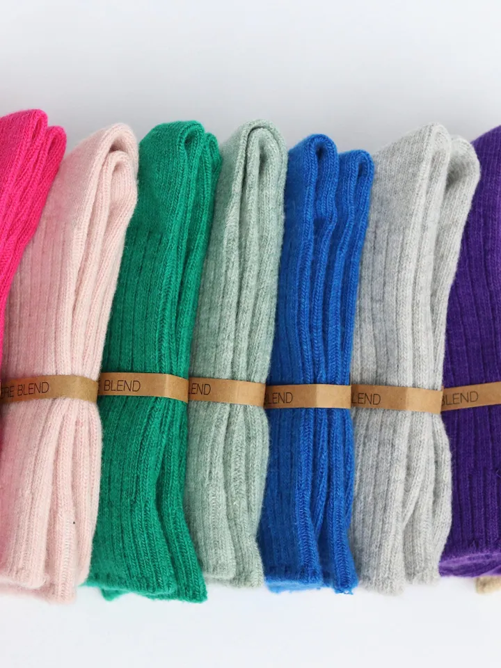 Wool Socks Women soft cozy hiking boot winter leg warmers, Girls ankle socks for school