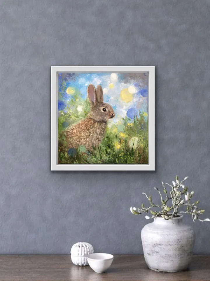 Rabbit Oil Painting Original Animal Painting Bunny Painting Hare Wall Art