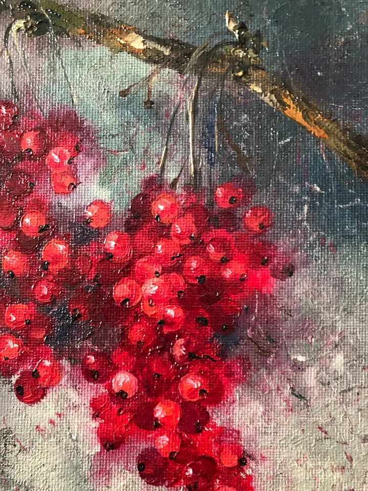Fruits Original Painting Berries Oil Wall Art Kitchen Still life