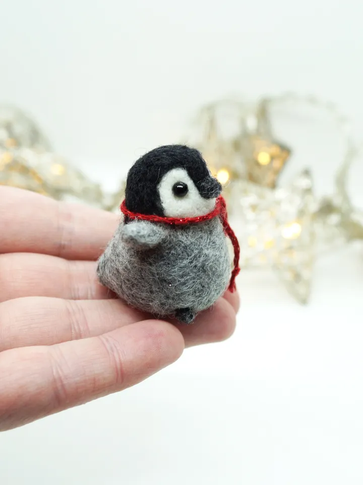 Miniature needle felted baby penguin