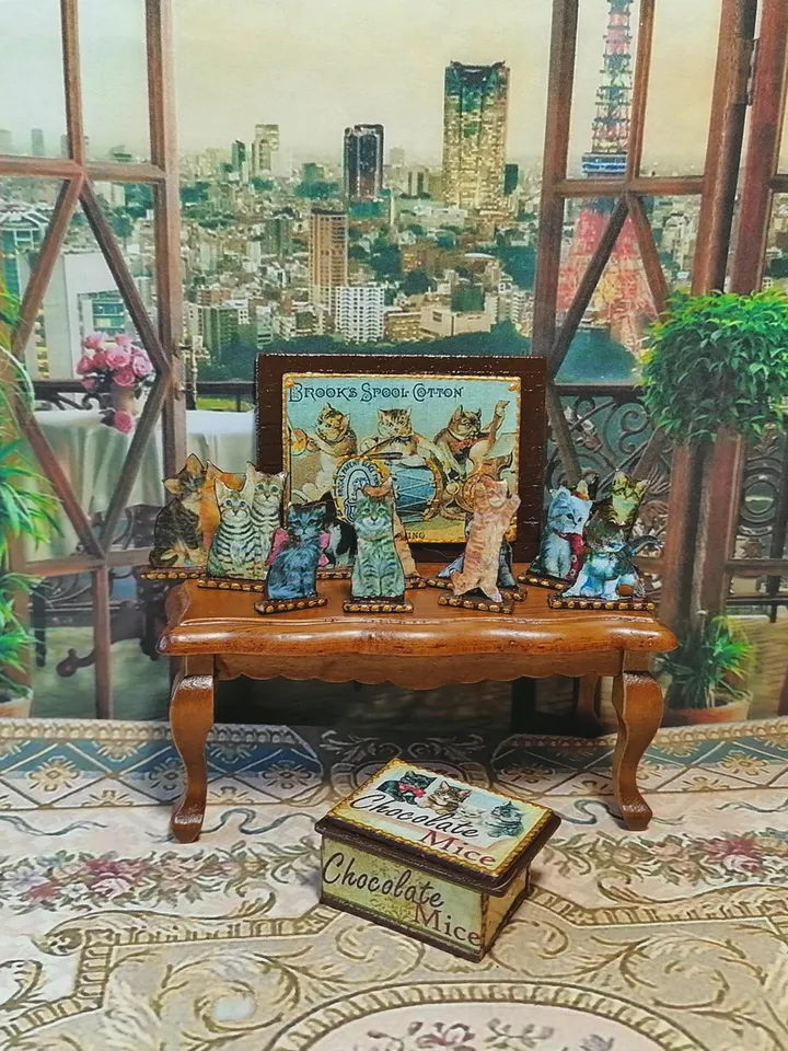 Kit for a dollhouse. Cat's house. Scale 1:12.