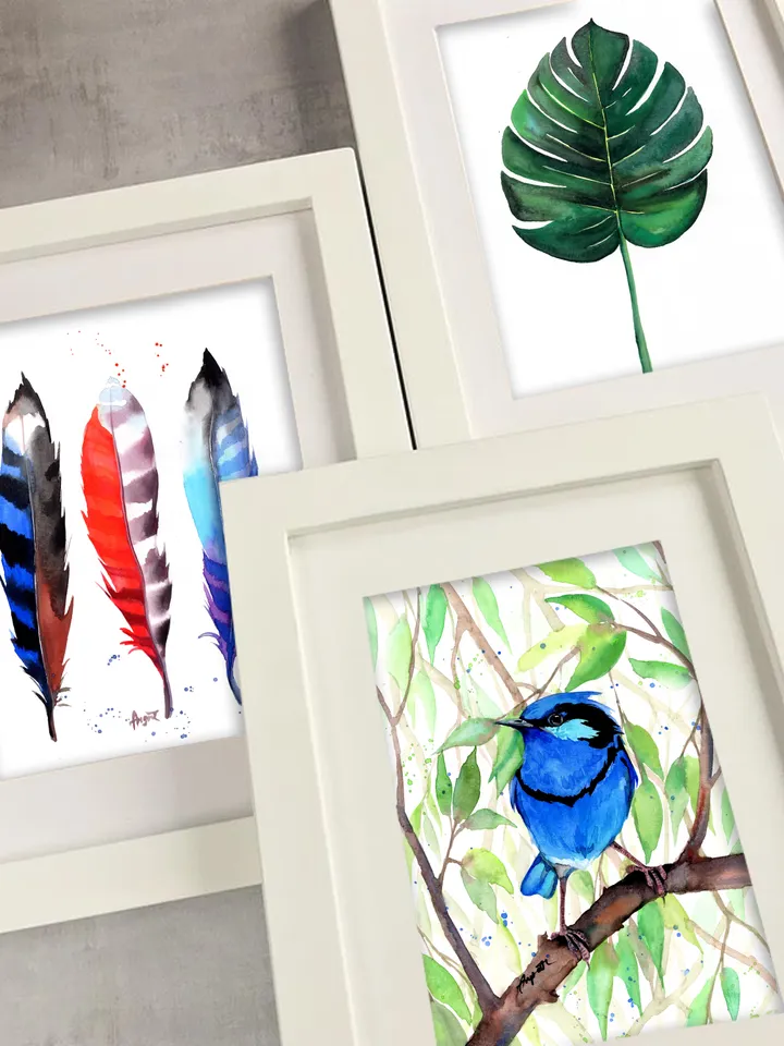 Bluebird Original watercolor, bird painting, wall decor, birds lover gift, 8x11 in handmade art by Anne Gorywine