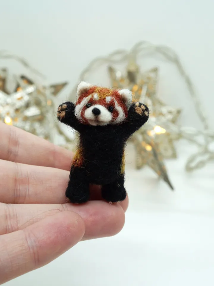 Bao Bei the fire fox, miniature needle felted red panda, made to order