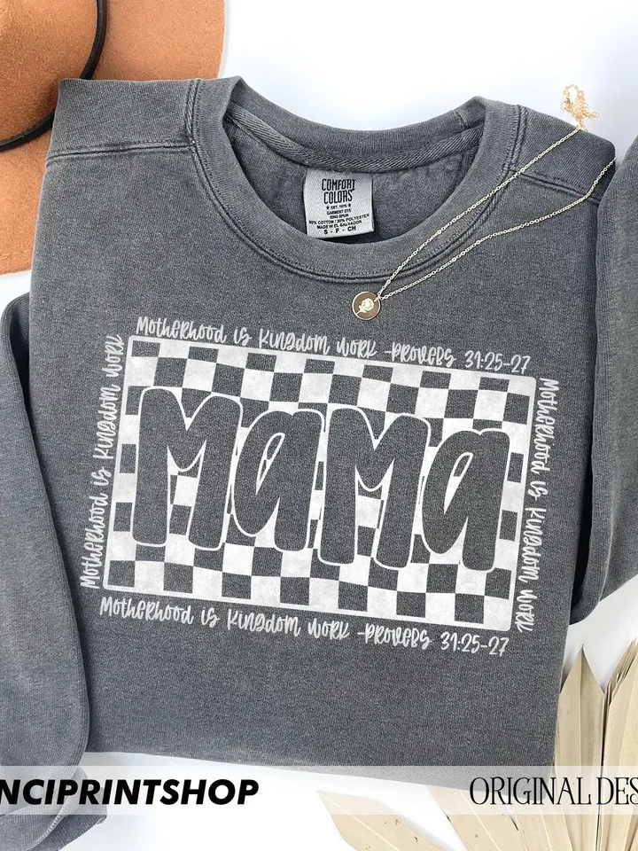 Christian Mom png, Retro Checkered Mama PNG, Motherhood is Kingdom Work png, Christian Mothers Day png, Mama Shirt Design, Christian png