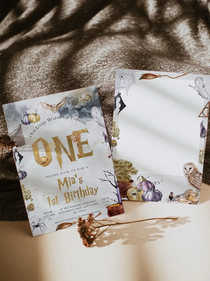 The Chosen One Invitation; Wizard Birthday Party; Magic School 1st Birthday Invitation Template; Editable Wizarding World Invitation; a1