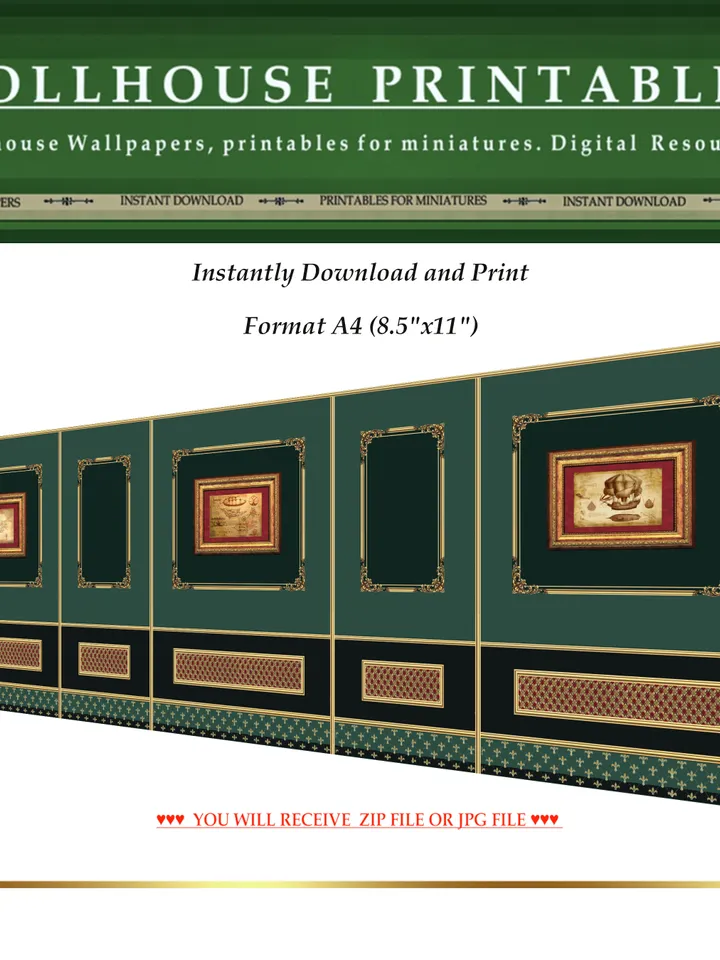 Wallpapers- Set 18-v4 | Printables for Dollhouses and Unique Miniature Projects | Digital Downloads | in Scale 1/12th