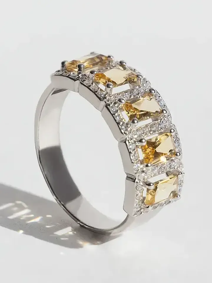Women's ring, silver 925, citrine